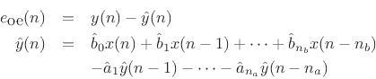 $ \hat{\theta}^T = [\hat{b}_0,\hat{b}_1,\ldots,\hat{b}_{{n}_b}, \hat{a}_1,\ldots, \hat{a}_{{n}_a}]$