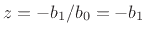 \fbox{
\begin{tabular}{rl}
Difference equation: & $y(n) = b_0 x(n) - a_1 y(n-1)$\\ [5pt]
{\it z} transform: & $Y(z) = b_0 X(z) - a_1 z^{-1}Y(z)$\\ [5pt]
Transfer function: & $H(z) = \displaystyle\frac{b_0}{1+a_1z^{-1}}$\\ [5pt]
Frequency response: & $H(e^{j\omega T}) = \displaystyle\frac{b_0}{1+a_1e^{-j\omega T}}$
\end{tabular}}