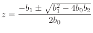 \begin{eqnarray*}
H(z) &=& b_0 (1 - Re^{j\theta_c} z^{-1}) (1 - Re^{-j\theta_c} z^{-1})\\
&=& b_0 [1 - 2R\cos(\theta_c) z^{-1}+ R^2 z^{-2}]
\end{eqnarray*}