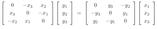 $\displaystyle (x_2 y_3 - y_2 x_3)\underline{e}_1 + (x_3y_1 - y_3x_1) \underline{e}_2 + (x_1y_2- y_1x_2) \underline{e}_3$