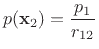 $\displaystyle p(\mathbf{x}_2) = \frac{p_1}{r_{12}}
$