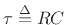 \begin{eqnarray*}
{\cal L}_s\{e^{-t/\tau}\}
&\isdef & \int_0^{\infty}e^{-t/\tau} e^{-st} dt
\eqsp \int_0^{\infty}e^{-(s+1/\tau)t} dt\\
&=&\left. \frac{-1}{s+1/\tau} e^{-(s+1/\tau)t} \right\vert _0^\infty\\
&=& \frac{1}{s+1/\tau} = \frac{RC}{RCs+1}.
\end{eqnarray*}