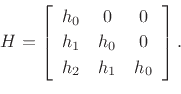 \begin{displaymath}
x_0\isdef \left[
\begin{array}{c}
1 \\ [2pt]
1 \\ [2pt]
1
\end{array}\right],\qquad
x_1\isdef \left[
\begin{array}{c}
1 \\ [2pt]
e^{j\frac{2\pi}{3}} \\ [2pt]
e^{-j\frac{2\pi}{3}}
\end{array}\right],\qquad
x_2\isdef \left[
\begin{array}{c}
1 \\ [2pt]
e^{-j\frac{2\pi}{3}} \\ [2pt]
e^{j\frac{2\pi}{3}}
\end{array}\right].
\end{displaymath}