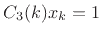 \begin{displaymath}
C_3(k)X =
C_3(k)\sum_{i=0}^2\alpha_ix_i =
\sum_{i=0}^2\alpha_iC_3(k)x_i = \alpha_k\left[
\begin{array}{c}
1 \\ [2pt]
1 \\ [2pt]
1
\end{array}\right].
\end{displaymath}