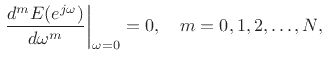 $\displaystyle \left.\frac{d^m E(\ejo)}{d\omega^m}\right\vert _{\omega=0} = 0, \quad m=0,1,2,\ldots,N,
$