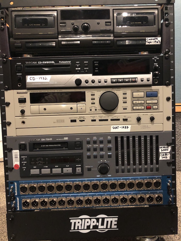 Photo of the Recording Studio’s legacy media rack
