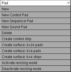 pad popup menu