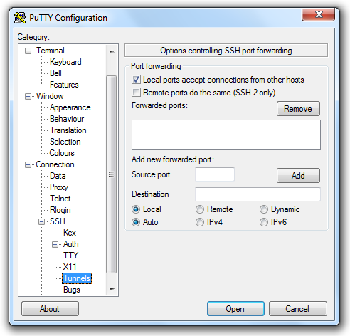 Remove перевод. Порт источника SSH. Putty проброс портов SSH. MYSQL SSH tunnel Putty. Порт прокси сервера как узнать на телевизоре.