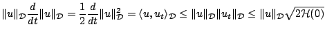 $\displaystyle \Vert u\Vert _{{\mathcal D}}\frac{d}{dt}\Vert u\Vert _{{\mathcal ...
...t}\Vert _{{\mathcal D}}\leq \Vert u\Vert _{{\mathcal D}}\sqrt{2{\mathcal H}(0)}$
