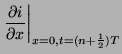 $\displaystyle \left.\frac{\partial i}{\partial x}\right\vert _{x=0, t = (n+\frac{1}{2})T}$