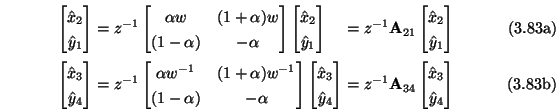 \begin{subequations}\begin{alignat}{3} &\begin{bmatrix}\hat{x}_{2}\\ \hat{y}_{1}...
...matrix}\hat{x}_{3}\\ \hat{y}_{4}\\ \end{bmatrix} \end{alignat}\end{subequations}