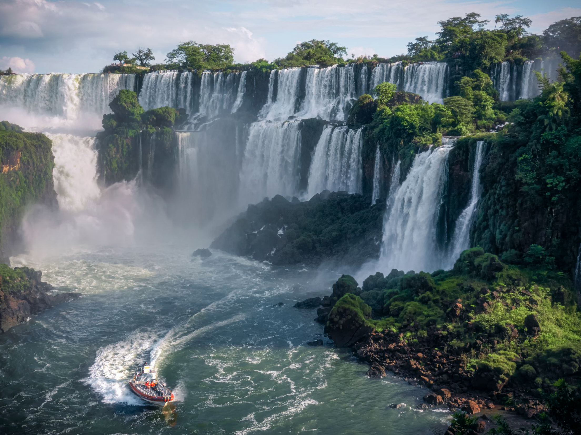 Aerial view of Iguazu Falls waterfalls.