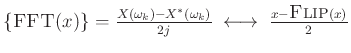 $ \left\{\hbox{\sc FFT}(x)\right\}
= \frac{X(\omega_k ) - X^*(\omega_k )}{2j} \;\longleftrightarrow\;\frac{x - \hbox{\sc Flip}(x)}{2}$