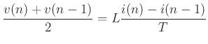 $\displaystyle \frac{v(n)+v(n-1)}{2} = L\frac{i(n)-i(n-1)}{T}$