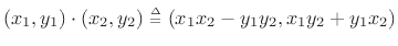 $ (x_1,y_1)
\cdot (x_2,y_2) \isdeftext (x_1 x_2 - y_1 y_2, x_1 y_2 + y_1 x_2)$