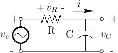 $\displaystyle v_e(t) = v_R(t) + v_C(t), \protect$