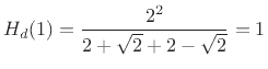 $\displaystyle H_a(j\cdot 1) = \frac{1}{j^2 + \sqrt{2}j + 1} = -\frac{j}{\sqrt{2}},
$