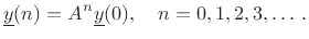 $\displaystyle \underbrace{%
\left[\begin{array}{c}
y_0 \\ [2pt] y_1 \\ [2pt] y_2 \\ [2pt] y_3 \\ [2pt]
y_4 \\ [2pt] y_5 \\ [2pt] y_6 \\ \vdots
\end{array}\right]}_{\displaystyle\underline{y}}
=
\underbrace{%
\left[\begin{array}{ccccccc}
x_0 & 0 & 0 & 0 & 0 \\ [2pt]
x_1 & x_0 & 0 & 0 & 0 \\ [2pt]
x_2 & x_1 & x_0 & 0 & 0 \\ [2pt]
x_3 & x_2 & x_1 & x_0 & 0 \\ [2pt]
x_4 & x_3 & x_2 & x_1 & x_0 \\ [2pt]
x_5 & x_4 & x_3 & x_2 & x_1 \\ [2pt]
x_6 & x_5 & x_4 & x_3 & x_2 \\
\vdots & \vdots & \vdots & \vdots & \vdots
\end{array}\right]}_{\displaystyle\mathbf{x}}
\underbrace{%
\left[\begin{array}{c} h_0 \\ [2pt] h_1 \\ [2pt] h_2 \\ [2pt] h_3\\ [2pt] h_4\end{array}\right]}_{\displaystyle\underline{h}},
$