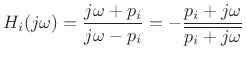 $\displaystyle H_i(j\omega)
= \frac{j\omega+p_i}{j\omega-p_i}
= - \frac{p_i+j\omega}{\overline{p_i+j\omega}}
$