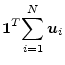 $\displaystyle {\mbox{\boldmath$1$}}^T{\sum_{i=1}^{N}{{\mbox{\boldmath$u$}}_i}}$