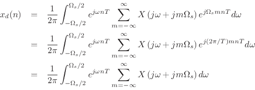 $\displaystyle x(t) = \frac{1}{2\pi}\int_{-\infty}^\infty X(j\omega) e^{j\omega t} d\omega.
$