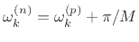 $ \omega^{(n)}_k = \omega^{(p)}_k
+ \pi/M$