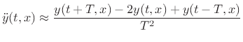 $\displaystyle y'(t,x)\approx \frac{y(t,x)-y(t,x-X)}{X} \protect$