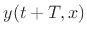 $\displaystyle K\frac{y(t,x+X) - 2 y(t,x) + y(t,x-X)}{X^2} =
\epsilon \frac{y(t+T,x) - 2 y(t,x) + y(t-T,x)}{T^2}
$