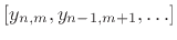 $ [y_{n,m},y_{n-1,m+1},\ldots]$