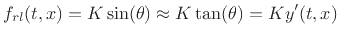 $\displaystyle f_{rl}(t,x) = K\sin(\theta) \approx K\tan(\theta) = Ky'(t,x)$