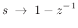 $\displaystyle H_d(z) = g\left(\frac{b_M}{a_N}\right) \frac{ \prod_{i=1}^M (1 - e^{\xi_iT}z^{-1})}{ \prod_{i=1}^N (1 - e^{p_iT}z^{-1}}), \protect$