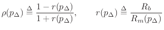 $\displaystyle \rho p_b^{+}+ \frac{1-\rho}{2} p_m$