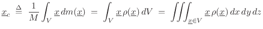 $ dm(\underline{x}) = m(\underline{x})dV = m(\underline{x})\,
dx\,dy\,dz$