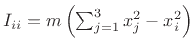 $\displaystyle \mathbf{I}\underline{\omega}\eqsp
\left[\begin{array}{ccc}
I_{11} & I_{12} & I_{13}\\ [2pt]
I_{21} & I_{22} & I_{23}\\ [2pt]
I_{31} & I_{32} & I_{33}
\end{array}\right]
\left[\begin{array}{c} \omega_1 \\ [2pt] \omega_2 \\ [2pt] \omega_3\end{array}\right]
$