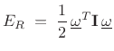 \begin{eqnarray*}
I &=& m \left\Vert\,\underline{x}-(\underline{\tilde{\omega}}^T\underline{x})\underline{\tilde{\omega}}\,\right\Vert^2\\ [5pt]
&=& m \left[\underline{x}^T-(\underline{\tilde{\omega}}^T\underline{x})\underline{\tilde{\omega}}^T\right]
\left[\underline{x}-(\underline{\tilde{\omega}}^T\underline{x})\underline{\tilde{\omega}}\right]\\ [5pt]
&=& m \left[\underline{x}^T\underline{x}- \underline{x}^T(\underline{\tilde{\omega}}^T\underline{x})\underline{\tilde{\omega}}-(\underline{\tilde{\omega}}^T\underline{x})\underline{\tilde{\omega}}^T\underline{x}
+(\underline{\tilde{\omega}}^T\underline{x})^2\underline{\tilde{\omega}}^T\underline{\tilde{\omega}}\right]\\ [5pt]
&=& m \left[\underline{x}^T\underline{x}- (\underline{\tilde{\omega}}^T\underline{x})^2\right]
\eqsp
m \left[\left\Vert\,x\,\right\Vert^2 - \underline{\tilde{\omega}}^T\underline{x}\underline{x}^T\underline{\tilde{\omega}}\right]\\ [5pt]
&\eqsp & \underline{\tilde{\omega}}^T \left[m \left(\left\Vert\,\underline{x}\,\right\Vert^2\mathbf{E}-\underline{x}\underline{x}^T\right)\right]\underline{\tilde{\omega}}\\ [5pt]
&\isdef & \underline{\tilde{\omega}}^T\mathbf{I}\,\underline{\tilde{\omega}}
\end{eqnarray*}
