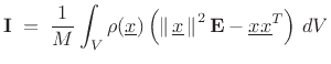 $\displaystyle \mathbf{I}\eqsp \sum_{i=1}^N m_i \left(\left\Vert\,\underline{x}_i\,\right\Vert^2\mathbf{E}
-\underline{x}_i\underline{x}_i^T\right)
$