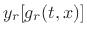 \begin{eqnarray*}
g_r(t,x) &=& t - \frac{x}{c}\\ [10pt]
g_l(t,x) &=& t + \frac{x}{c}.
\end{eqnarray*}