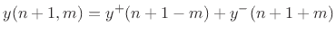 $ y(n,m) = y^{+}(n-m) +
y^{-}(n+m)$