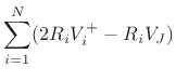 $\displaystyle \sum_{i=1}^N (R_i V^+_i - R_i \underbrace{V^-_i}_{V_J-V^+_i})$
