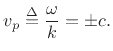 $\displaystyle v_p \isdef \frac{\omega}{k} = \pm c.
$