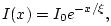 $\displaystyle I(x) = I_0 e^{-x/\xi},
$