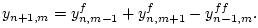 $\displaystyle y_{n+1,m}= y^f_{n,m-1}+ y^f_{n,m+1}- y^{ff}_{n-1,m}.
$