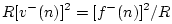 $\displaystyle R[v^{-}(n)]^2=[f^{{-}}(n)]^2/R$