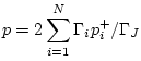 $\displaystyle p = 2 \sum_{i=1}^{N}\Gamma_{i} p_i^+ / \Gamma_J
$