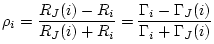 $\displaystyle \rho_i = \frac{R_J(i)-R_i}{R_J(i)+R_i} = \frac{\Gamma _i-\Gamma _J(i)}{\Gamma _i+\Gamma _J(i)} \protect$