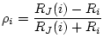 $\displaystyle \rho_i = \frac{R_J(i)-R_i}{R_J(i)+R_i}$