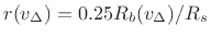 $ r(v_{\Delta})=0.25R_b(v_{\Delta})/R_s$