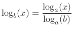 $\displaystyle \log_b(x) = \frac{\log_a(x)}{\log_a(b)}
$