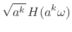 $\displaystyle \sqrt{a^k}\, H(a^k\omega )$