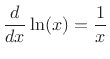 $\displaystyle \frac{d}{dx}\ln(x) = \frac{1}{x}
$